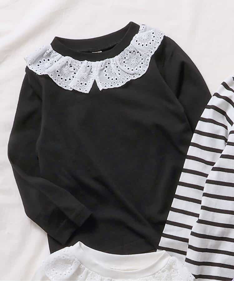 WEB限定 襟レースTシャツ/7days Style