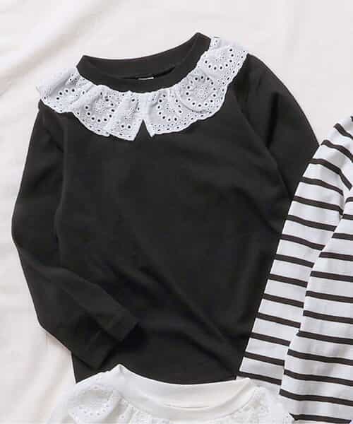 WEB限定 襟レースTシャツ/7days Style