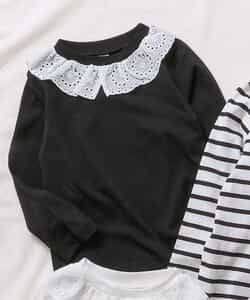 WEB限定 襟レースTシャツ/7days Style