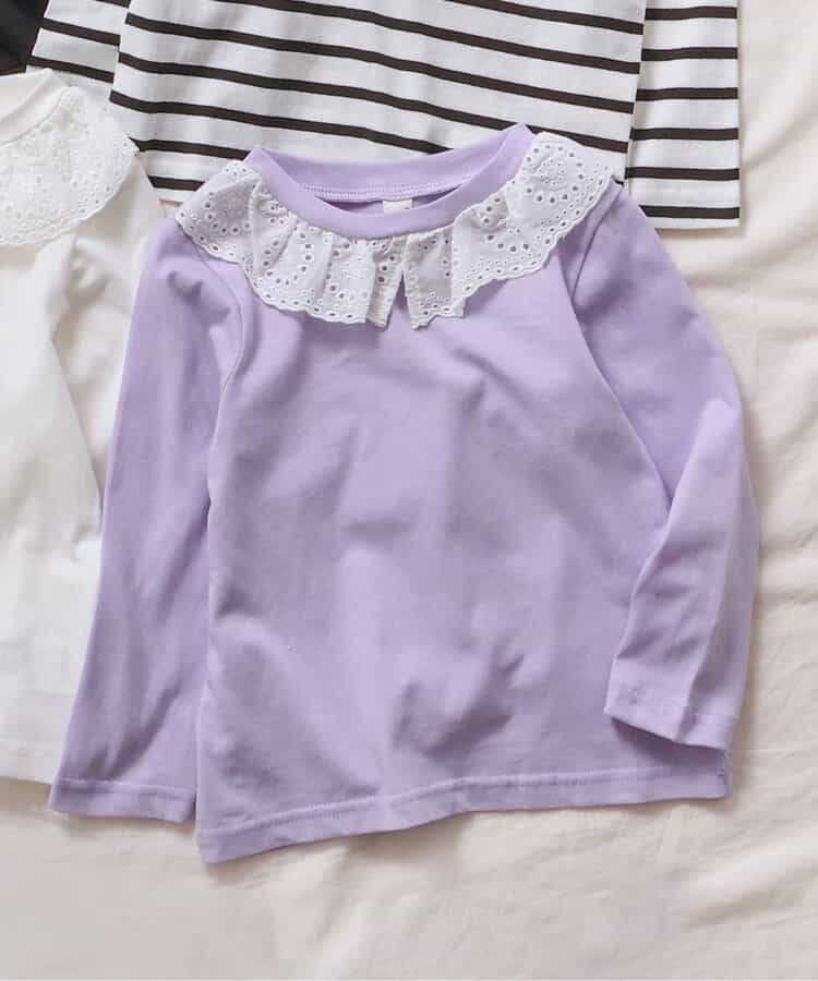 WEB限定 襟レースTシャツ/7days Style