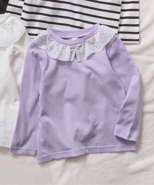 WEB限定 襟レースTシャツ/7days Style