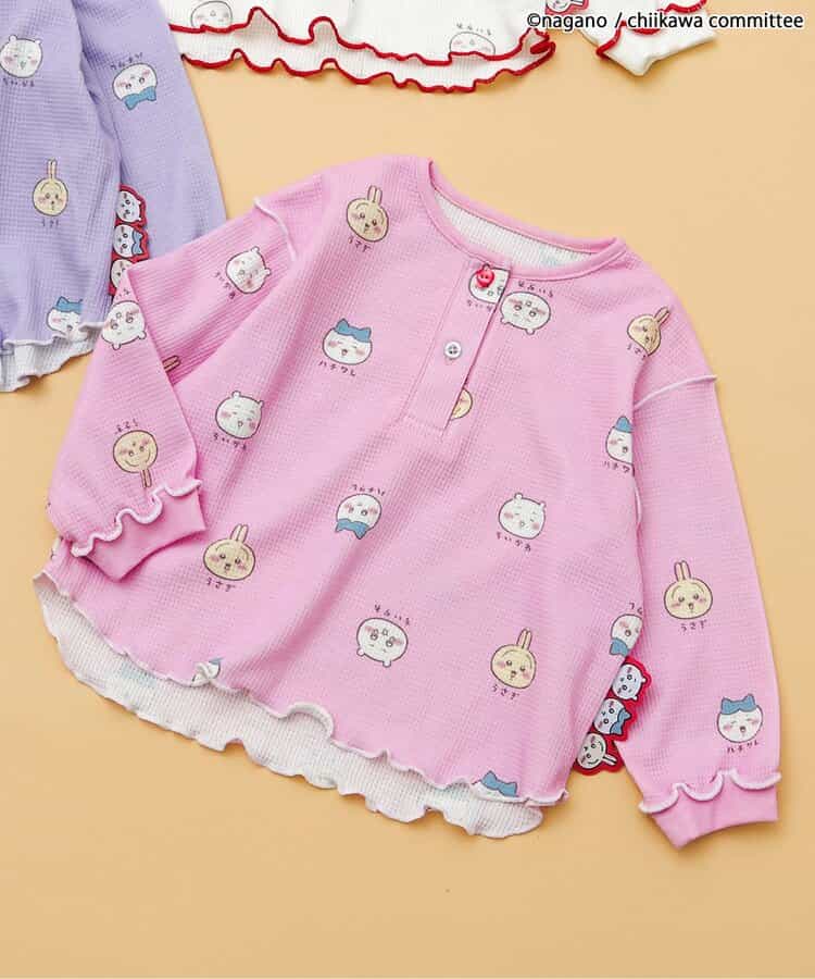 【アニメちいかわ】ワッフルヘンリーネックTシャツ(セットアップ可)_962868