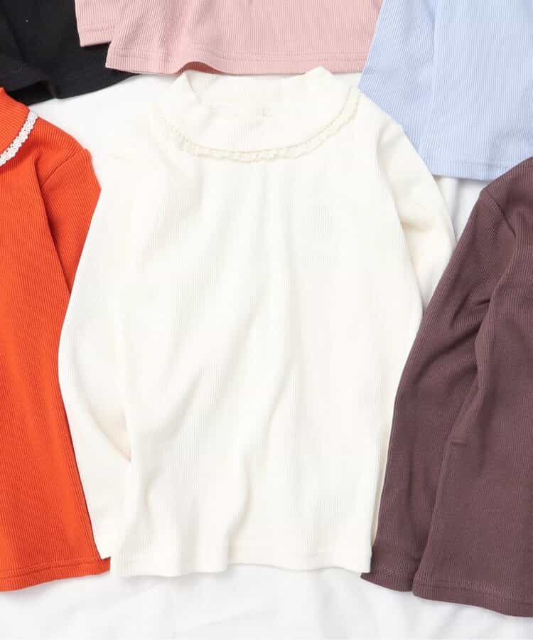 WEB限定 衿フリルリブトップス