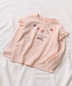 WEB限定 肩フリル フラワーモチーフTシャツ