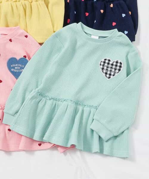 ☆1/8(木)21時～3点10％OFF☆ワッフルペプラムハートモチーフTシャツ