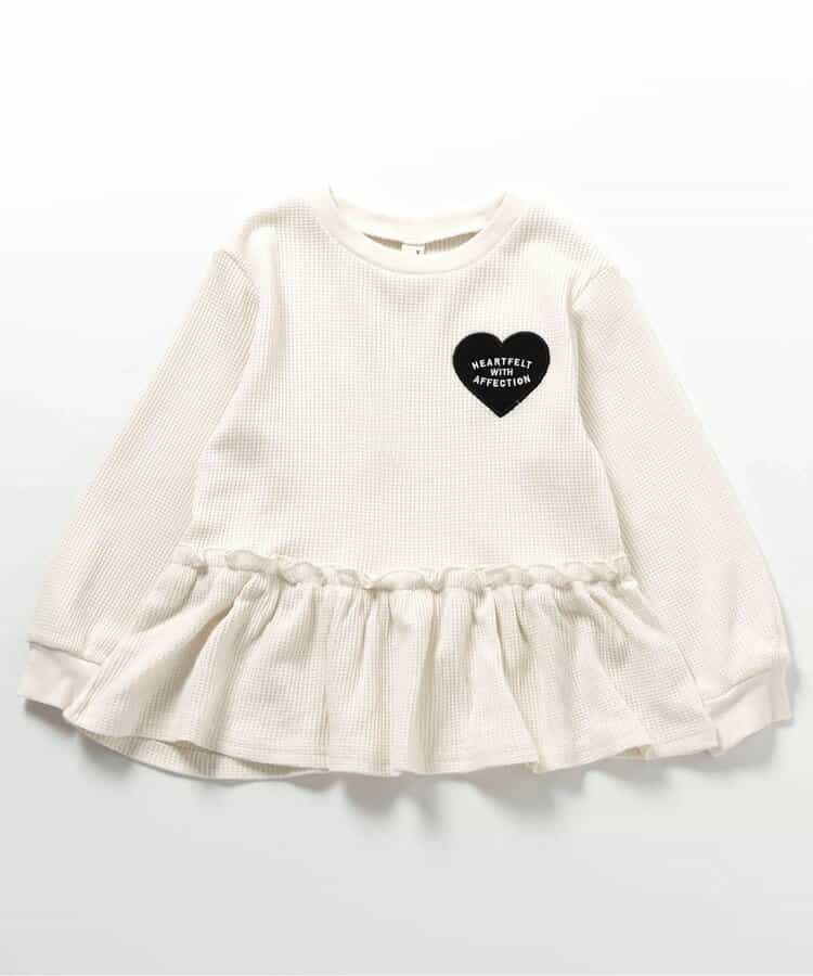 ワッフルペプラムハートモチーフTシャツ