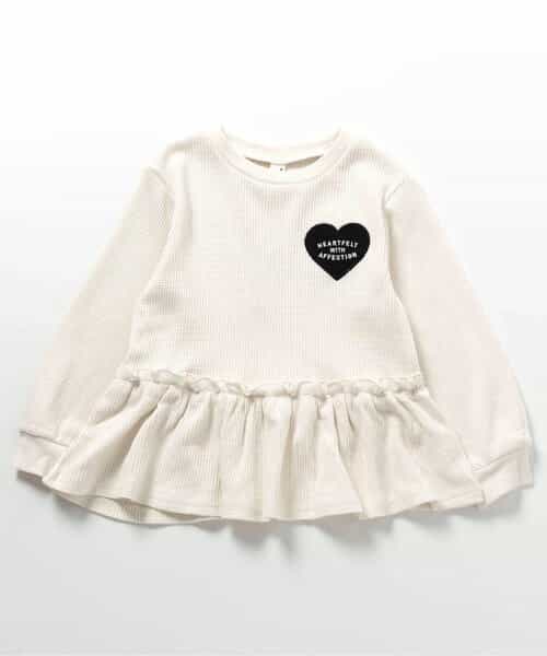 ワッフルペプラムハートモチーフTシャツ