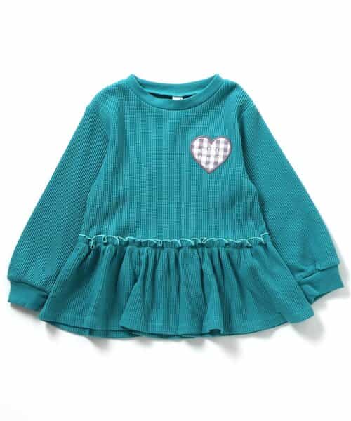 ワッフルペプラムハートモチーフTシャツ