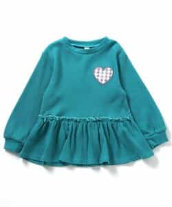 ワッフルペプラムハートモチーフTシャツ