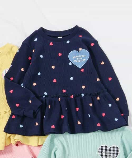☆1/8(木)21時～3点10％OFF☆ワッフルペプラムハートモチーフTシャツ