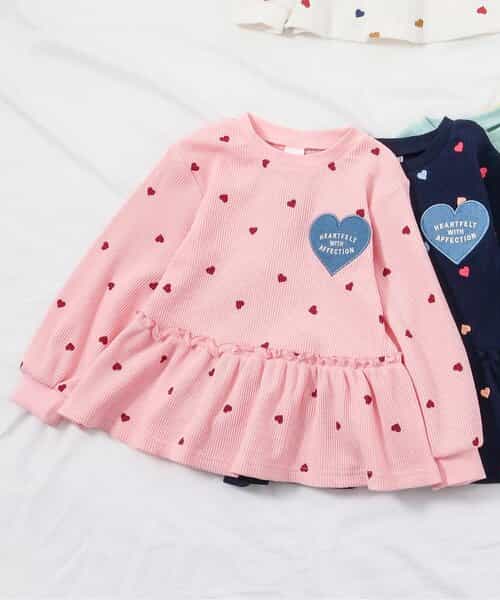 ☆1/8(木)21時～3点10％OFF☆ワッフルペプラムハートモチーフTシャツ