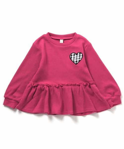 ワッフルペプラムハートモチーフTシャツ