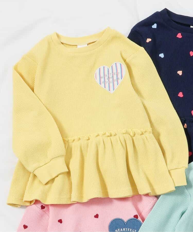 ワッフルペプラムハートモチーフTシャツ