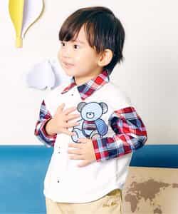 ★SALE★tiny bear ストライプ＆パッチワークシャツ