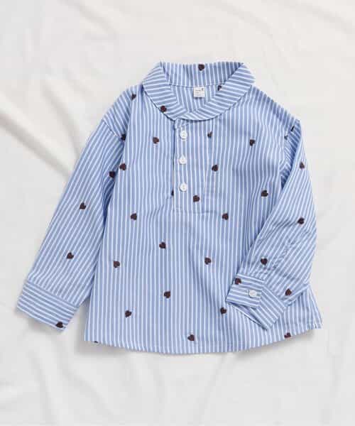 ★SALE★【リンク】ハート刺繍ストライプシャツ