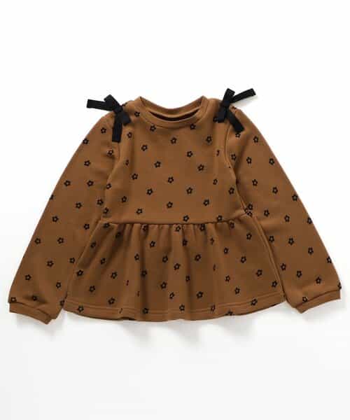 肩リボンペプラムトレーナー