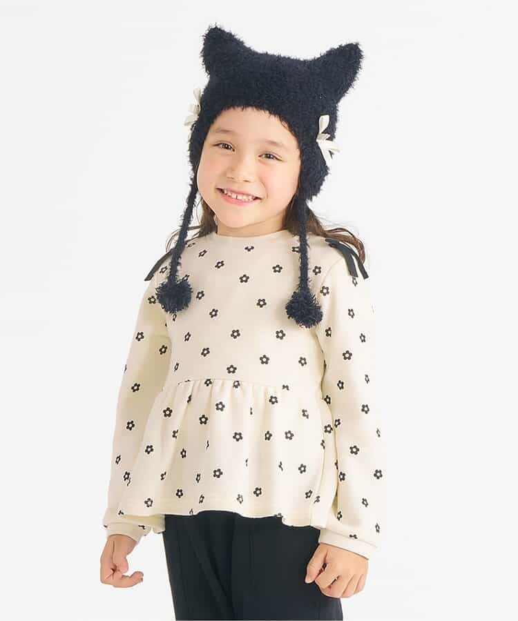 肩リボンペプラムトレーナー