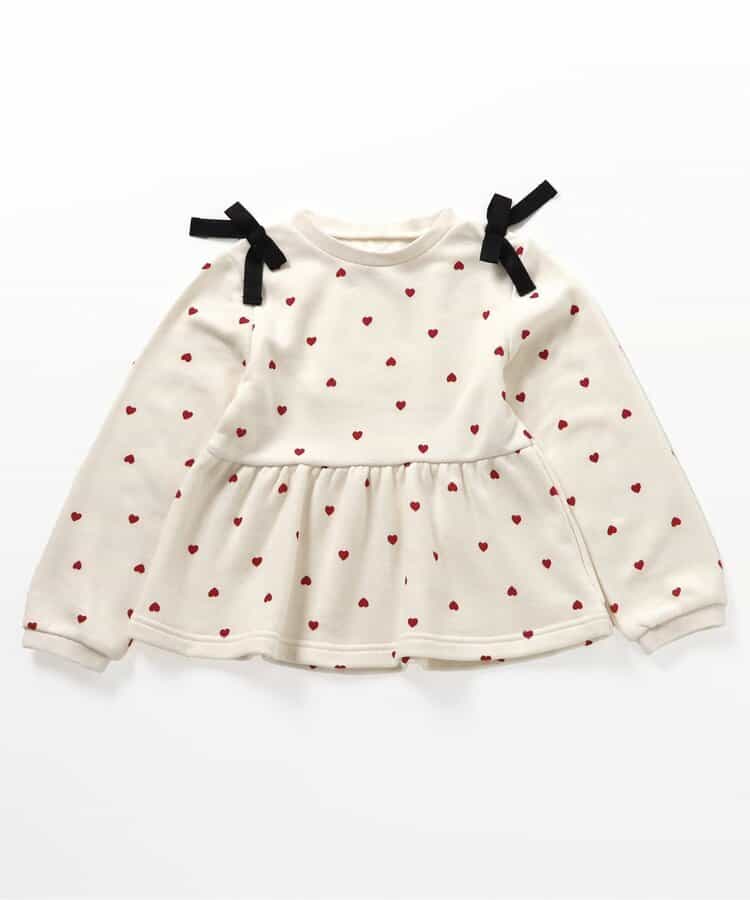 肩リボンペプラムトレーナー