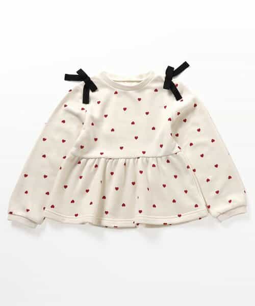 肩リボンペプラムトレーナー