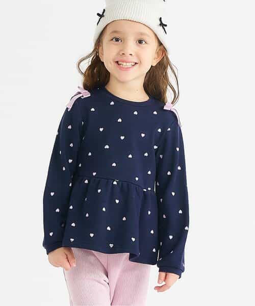 肩リボンペプラムトレーナー