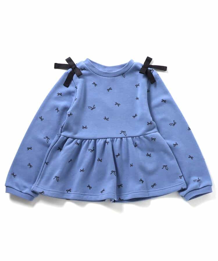 肩リボンペプラムトレーナー