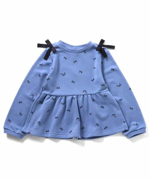 肩リボンペプラムトレーナー