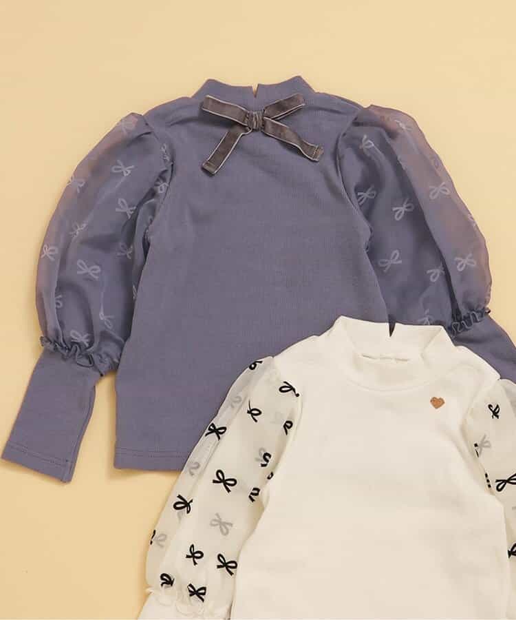 リボンシアースリーブトップス