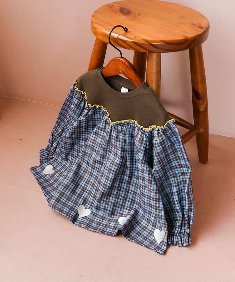 リブドッキングハート刺繍チュニック