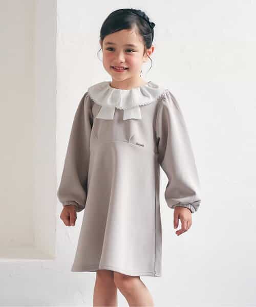 ★SALE★WEB限定 リボン襟フレアワンピース＿アプレレクールマシェリ