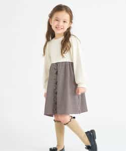 ハートボタンスカラップドッキングワンピース