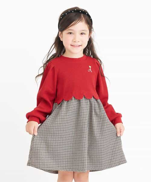 WEB限定 スカラップドッキングワンピース