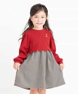 WEB限定 スカラップドッキングワンピース