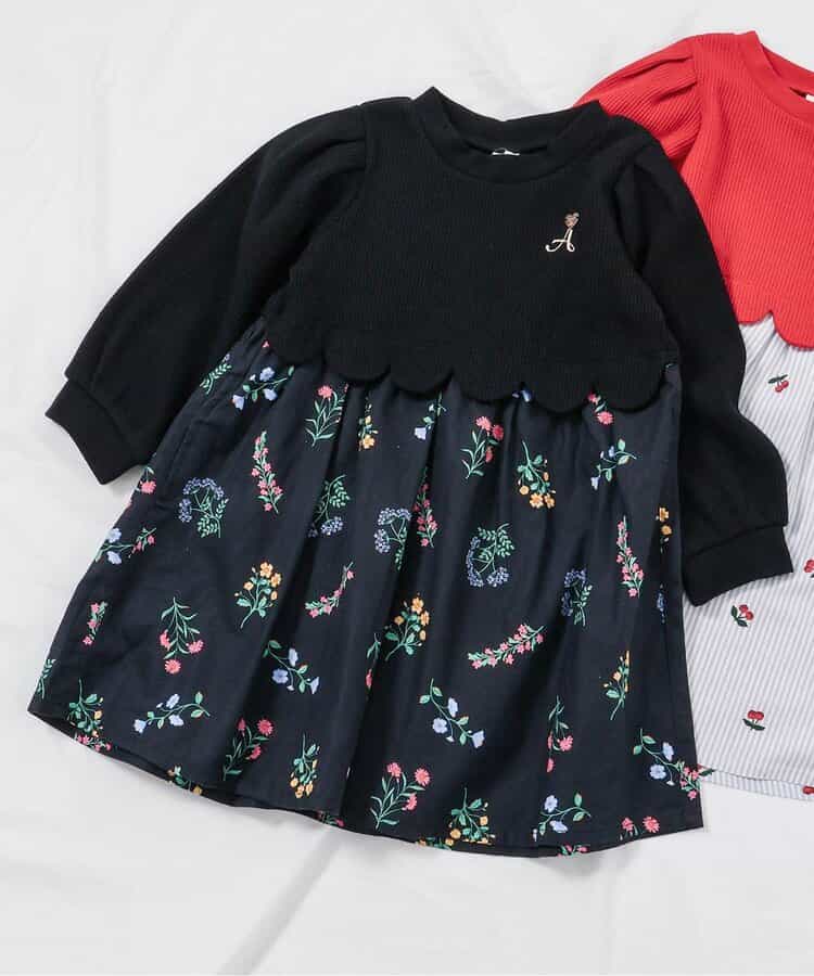 WEB限定 スカラップドッキングワンピース