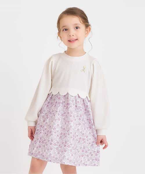 WEB限定 スカラップドッキングワンピース