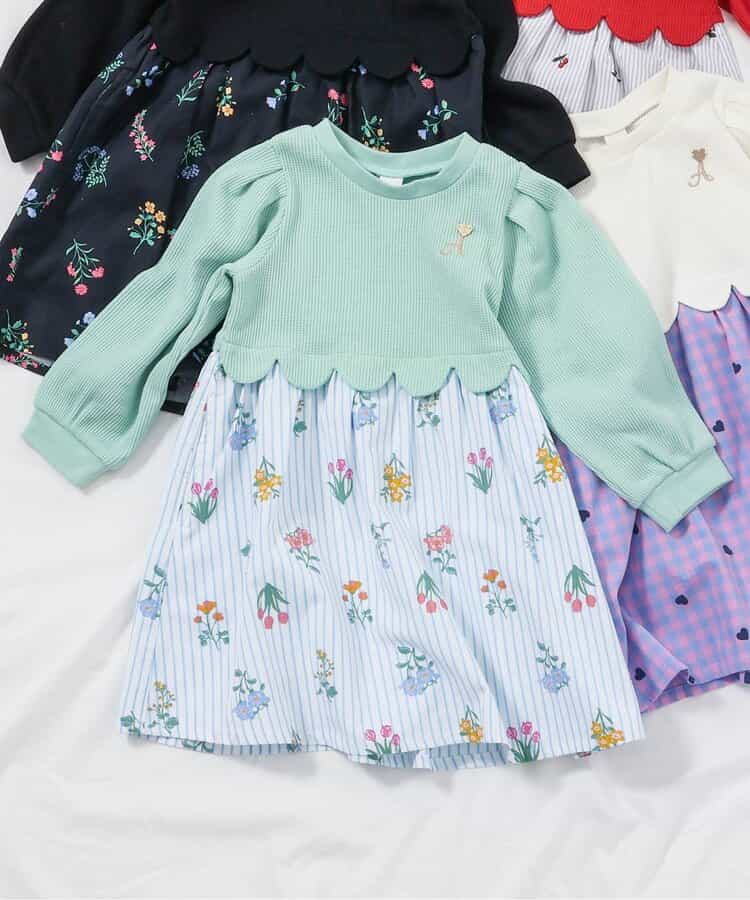 WEB限定 スカラップドッキングワンピース