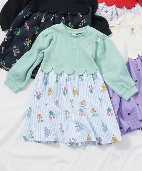 WEB限定 スカラップドッキングワンピース