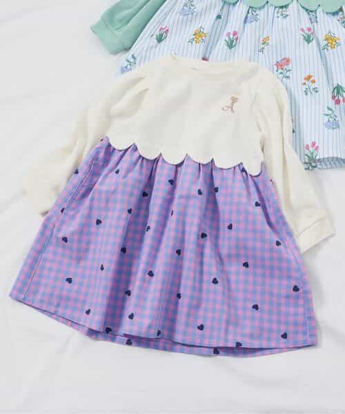 WEB限定 スカラップドッキングワンピース