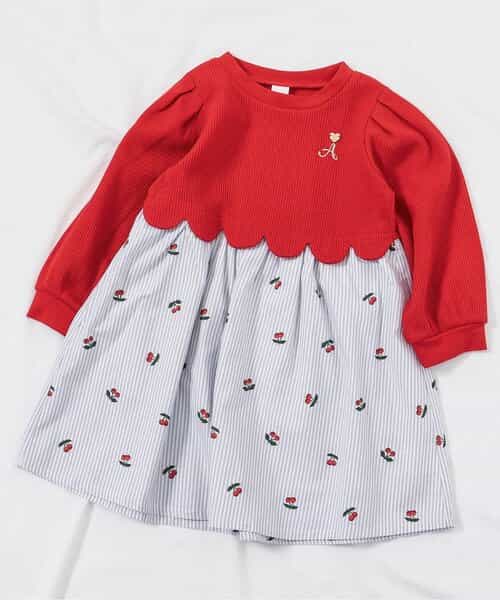 WEB限定 スカラップドッキングワンピース