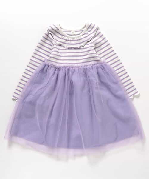 衿フリルチュールドッキングワンピース