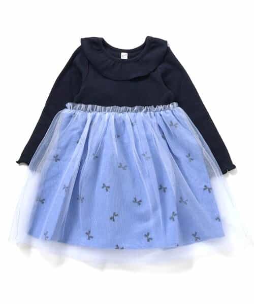 衿フリルチュールドッキングワンピース