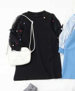 3柄刺繍チュールスリーブワンピース