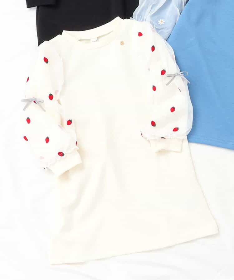 3柄刺繍チュールスリーブワンピース