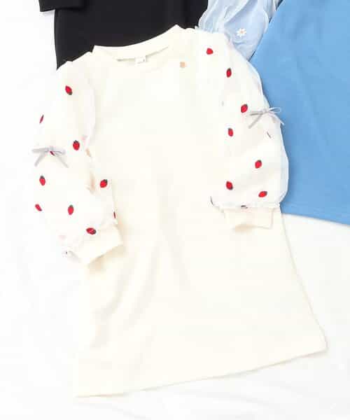 3柄刺繍チュールスリーブワンピース