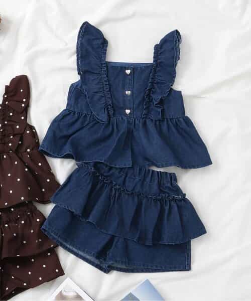 ★SALE★フリルチュニック＆ティアードキュロットセット_  ショート丈