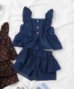 ★SALE★フリルチュニック＆ティアードキュロットセット_  ショート丈