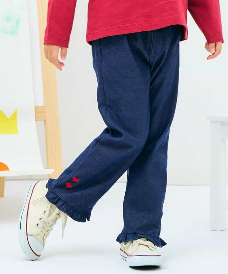 WEB限定 7days Style/ハート刺繍フレアパンツ 10分丈