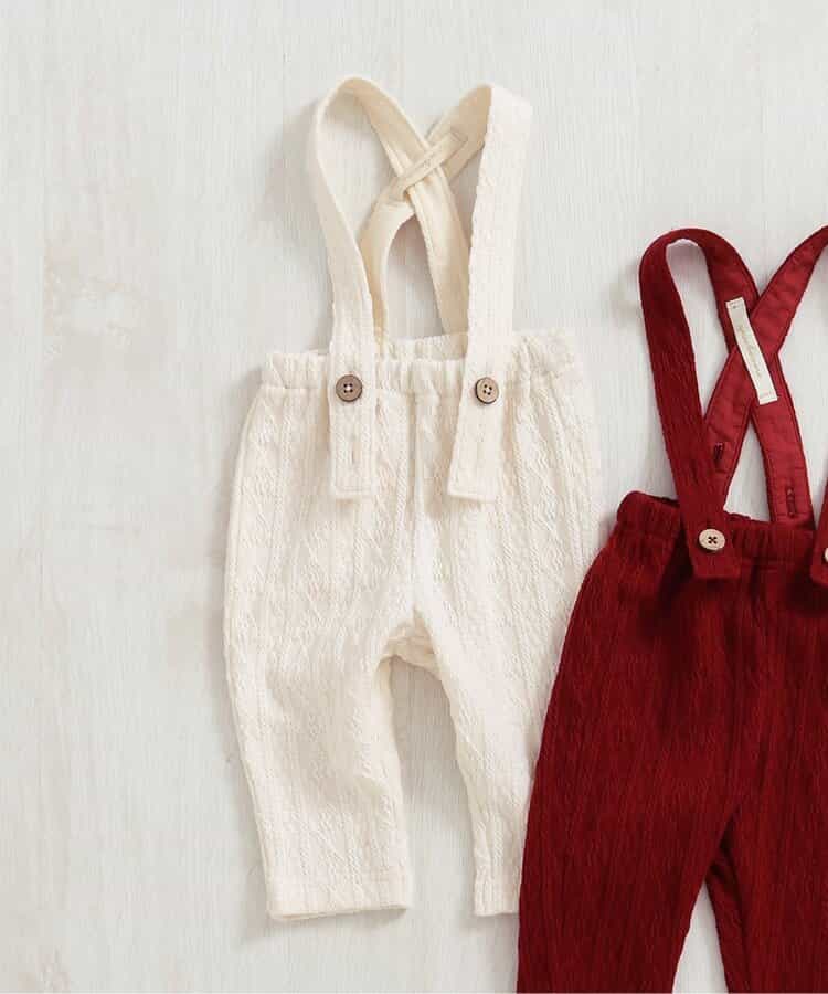 ケーブル柄サス付きパンツ