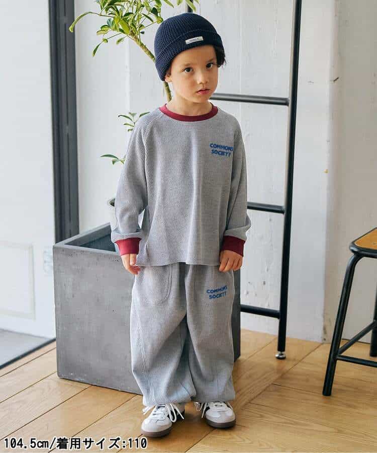 ワッフル配色ステッチ刺繍パンツ_970111