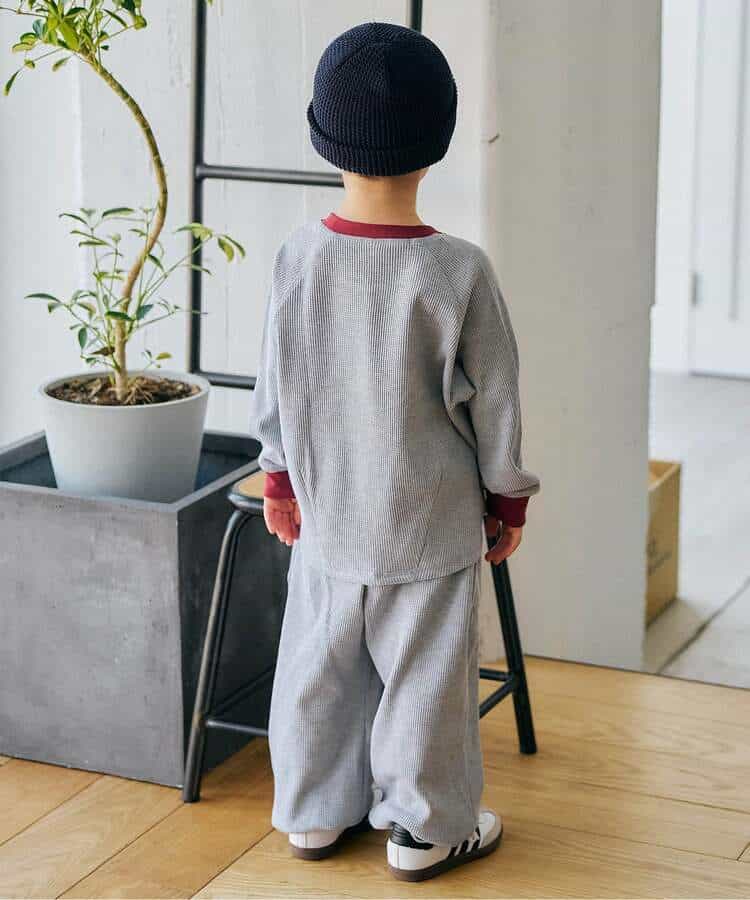 ワッフル配色ステッチ刺繍パンツ_970112