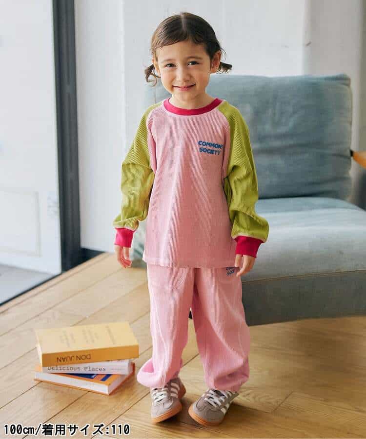 ワッフル配色ステッチ刺繍パンツ_970119